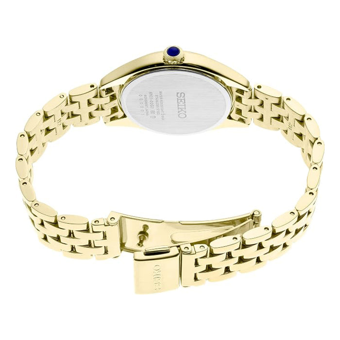 Seiko Women's Silver Dial Gold Stainless Steel Band Crystal SGP Analog Quartz Watch - SUR394