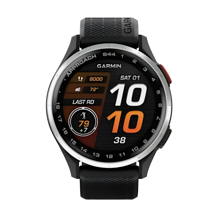 Garmin Approach® S44 Unisex Silver Aluminum Bezel with Twilight Silicone Band Amoled Display On-Course Features Essential Golf GPS Smartwatch - 010-03009-01
