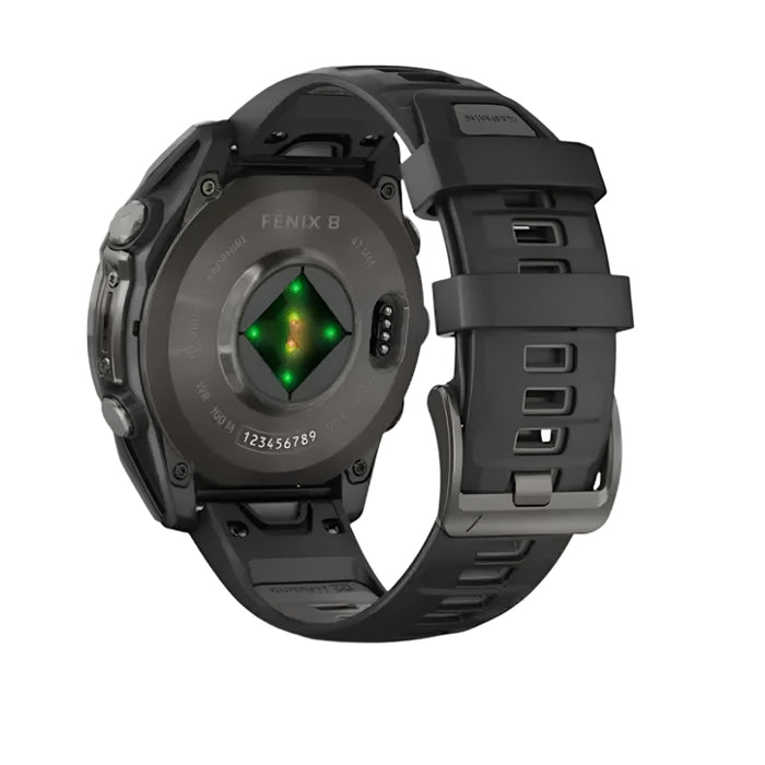 Garmin fēnix 8 Unisex Carbon Gray DLC Titanium with Pebble Gray Band Amoled Sapphire Long-Lasting Battery Life Dive-Rated Built-in LED Flashlight 47 Millimeters Premium Multisport GPS Smartwatch - 010-02904-20