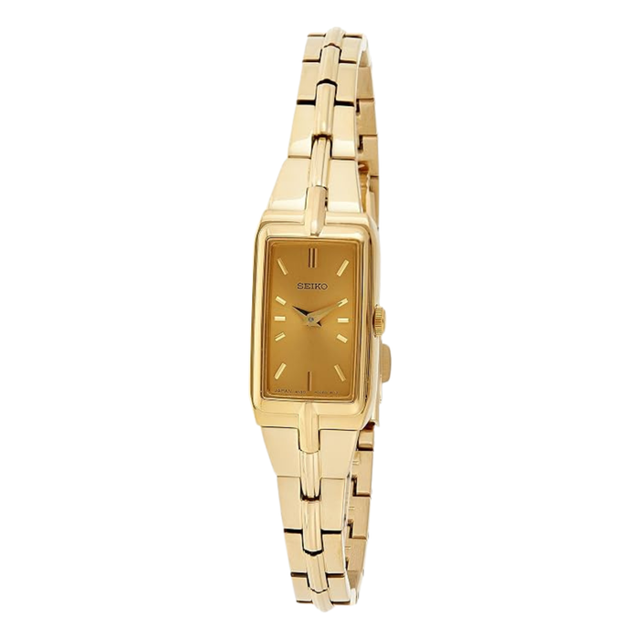 Seiko Women's Beige Champagne Dial Gold Stainless Stainless Steel Analog Japanese Quartz Watch - SWR048
