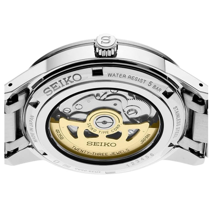 Seiko Men's Ivory sunray Dial Silver Stainless Steel Analog Automatic Watch - SRPH93J1