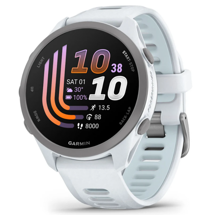 Garmin Unisex Black Dial Forerunner® 170 Easy-to-Use GPS Running with Whitestone/Cloud Blue Band Silicone Band Smartwatch - 010-03920-01