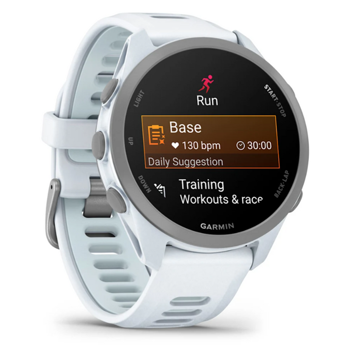 Garmin Unisex Black Dial Forerunner® 170 Music Easy-to-Use GPS Running with Whitestone/Cloud Blue Band Silicone Band Smartwatch - 010-03920-11