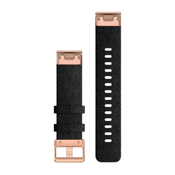 Garmin QuickFit Heathered Black Nylon Rose Gold Hardware Watch Band - 010-12874-00