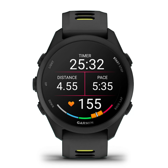 Garmin Unisex Black Dial Forerunner® 170 Music Easy-to-Use GPS Running with Black/Amp Yellow Band Silicone Band Smartwatch - 010-03920-10