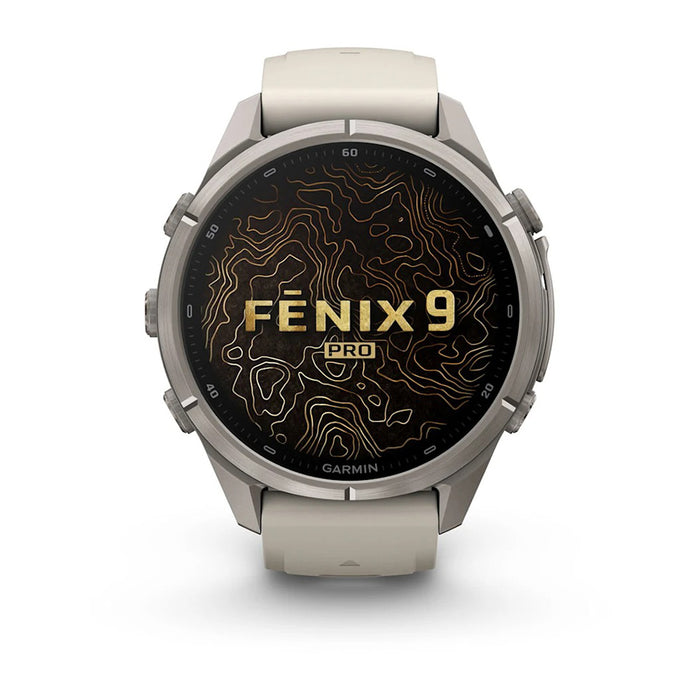 Garmin fēnix® 9 Pro 43mm Unisex Fog Gray Titanium With Dark Sandstone Silicone Band AMOLED Display Premium Connected Multisport GPS Smartwatch - 010-04335-85