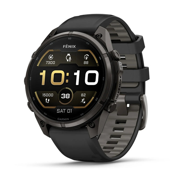 Garmin fēnix® 9 Pro 47mm Unisex Black/Pebble Gray DLC Titanium With Black Silicone Band AMOLED Display Premium Connected Multisport GPS Smartwatch - 010-04336-15