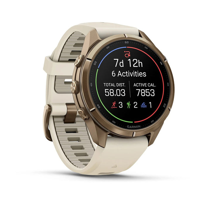 Garmin fēnix® 9 Pro 43mm Unisex Cream Titanium With Fog Gray Silicone Band AMOLED Display Premium Connected Multisport GPS Smartwatch - 010-04335-25