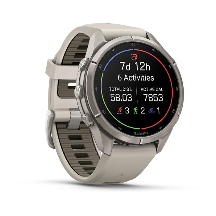 Garmin fēnix® 9 Pro 43mm Unisex Fog Gray Titanium With Dark Sandstone Silicone Band AMOLED Display Premium Connected Multisport GPS Smartwatch - 010-04335-85
