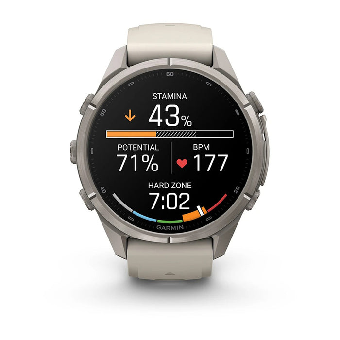 Garmin fēnix® 9 Pro 43mm Unisex Fog Gray Titanium With Dark Sandstone Silicone Band AMOLED Display Premium Connected Multisport GPS Smartwatch - 010-04335-85
