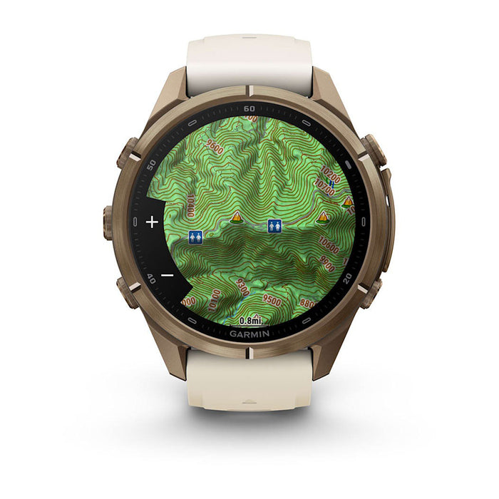 Garmin fēnix® 9 Pro 43mm Unisex Cream Titanium With Fog Gray Silicone Band AMOLED Display Premium Connected Multisport GPS Smartwatch - 010-04335-25