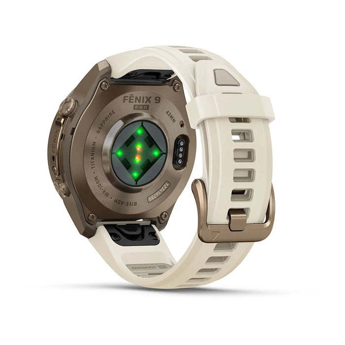 Garmin fēnix® 9 Pro 43mm Unisex Cream Titanium With Fog Gray Silicone Band AMOLED Display Premium Connected Multisport GPS Smartwatch - 010-04335-25