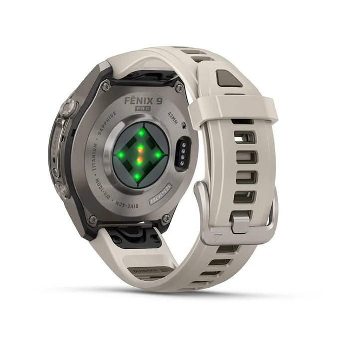 Garmin fēnix® 9 Pro 43mm Unisex Fog Gray Titanium With Dark Sandstone Silicone Band AMOLED Display Premium Connected Multisport GPS Smartwatch - 010-04335-85