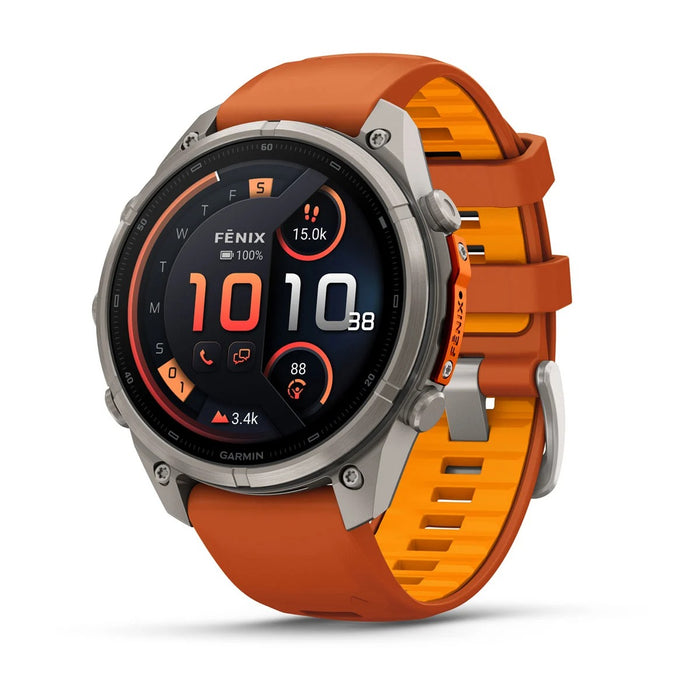 Garmin fēnix® 9 Pro 47mm Unisex Autumn Orange Titanium With Spark Orange Silicone Band AMOLED Display inReach® Technology Premium Connected Multisport GPS Smartwatch - 010-04336-00