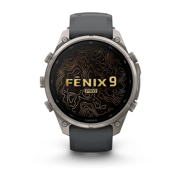 Garmin fēnix® 9 Pro 47mm Unisex Graphite Titanium With Black Silicone Band AMOLED Display inReach® Technology Premium Connected Multisport GPS Smartwatch - 010-04336-20