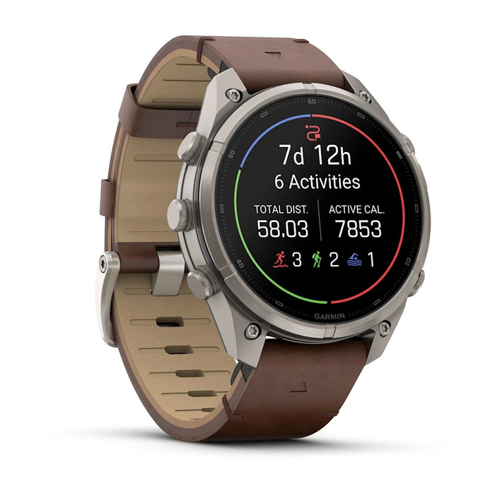 Garmin fēnix® 9 Pro 51mm Unisex Titanium with Walnut Leather Band AMOLED Display inReach® Technology Premium Connected Multisport GPS Smartwatch - 010-04337-40