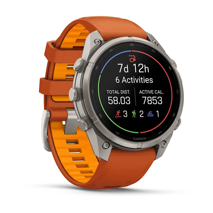 Garmin fēnix® 9 Pro 47mm Unisex Autumn Orange Titanium With Spark Orange Silicone Band AMOLED Display inReach® Technology Premium Connected Multisport GPS Smartwatch - 010-04336-00
