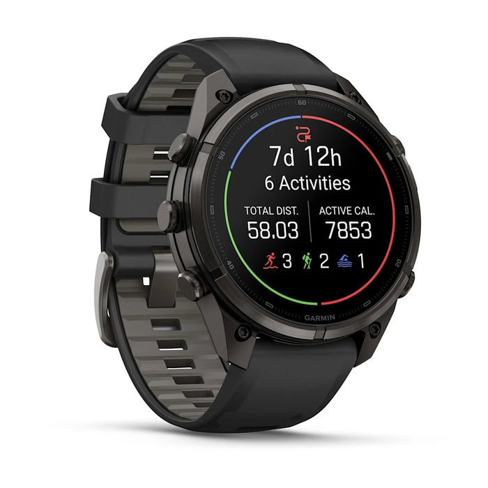 Garmin fēnix® 9 Pro 47mm Unisex Black/Pebble Gray DLC Titanium With Black Silicone Band AMOLED Display inReach® Technology Premium Connected Multisport GPS Smartwatch - 010-04336-10