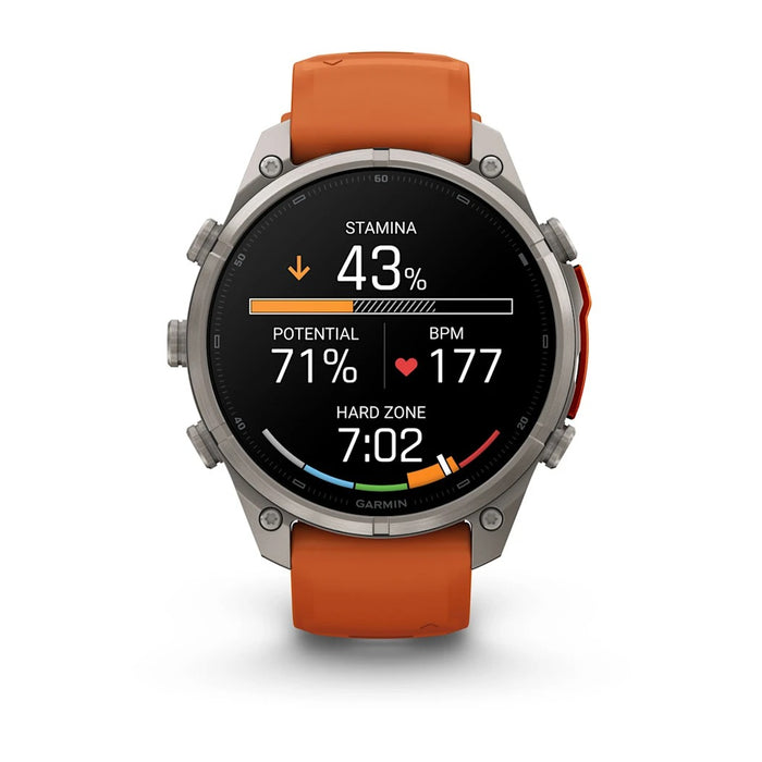 Garmin fēnix® 9 Pro 51mm Unisex Autumn Orange Titanium With Spark Orange Silicone Band AMOLED Display inReach® Technology Premium Connected Multisport GPS Smartwatch - 010-04337-00