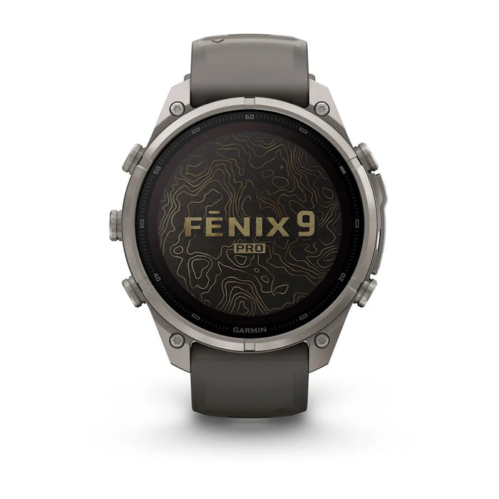 Garmin fēnix® 9 Pro Solar 51mm Unisex Pebble/Silver Titanium with Gray Silicone Band Solar Charged Display inReach® Technology Premium Multisport GPS Smartwatch - 010-04339-00