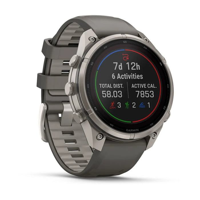 Garmin fēnix® 9 Pro Solar 47mm Unisex Pebble/Silver Titanium with Gray Silicone Band Solar Charged Display Premium Multisport GPS Smartwatch - 010-04338-05