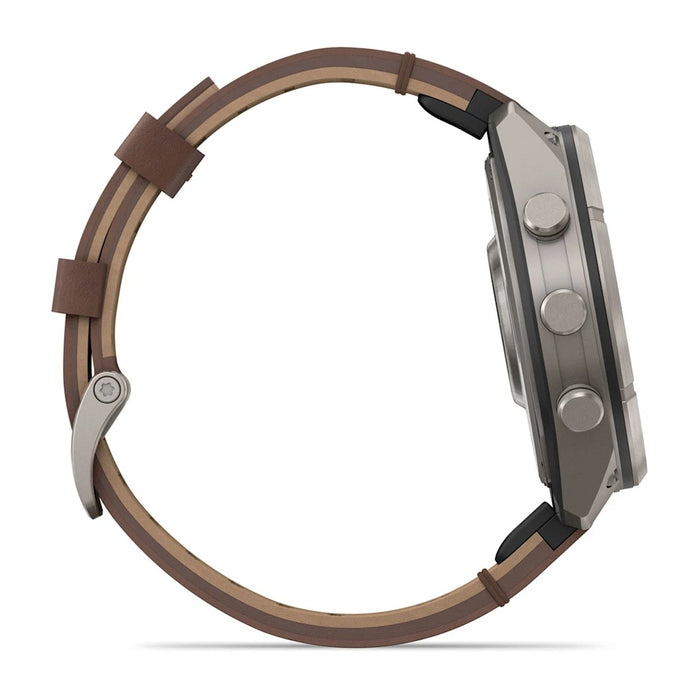 Garmin fēnix® 9 Pro 51mm Unisex Titanium with Walnut Leather Band AMOLED Display inReach® Technology Premium Connected Multisport GPS Smartwatch - 010-04337-40