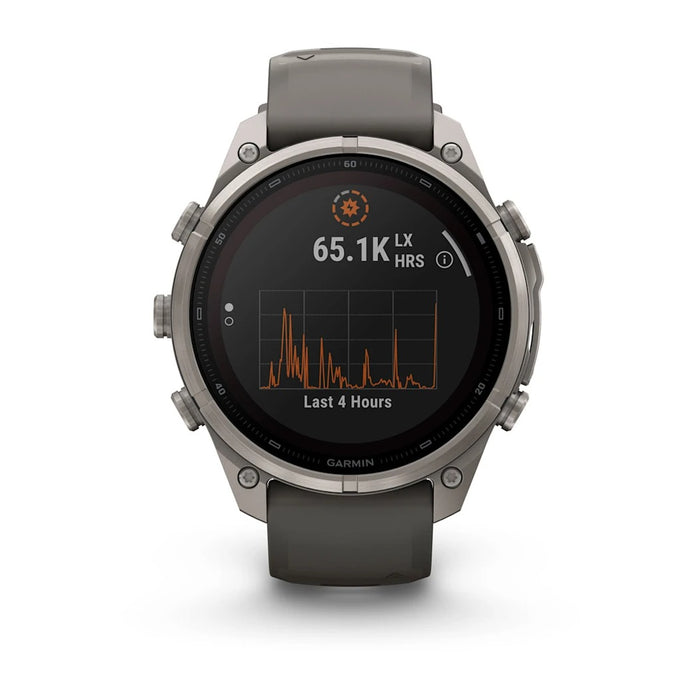 Garmin fēnix® 9 Pro Solar 51mm Unisex Pebble/Silver Titanium with Gray Silicone Band Solar Charged Display inReach® Technology Premium Multisport GPS Smartwatch - 010-04339-00