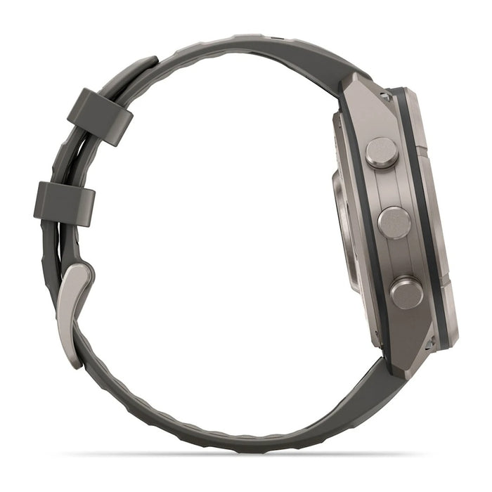 Garmin fēnix® 9 Pro Solar 47mm Unisex Pebble/Silver Titanium with Gray Silicone Band Solar Charged Display inReach® Technology Premium Multisport GPS Smartwatch - 010-04338-00