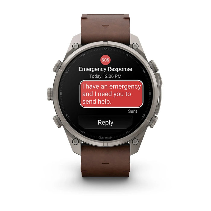 Garmin fēnix® 9 Pro 51mm Unisex Titanium with Walnut Leather Band AMOLED Display inReach® Technology Premium Connected Multisport GPS Smartwatch - 010-04337-40