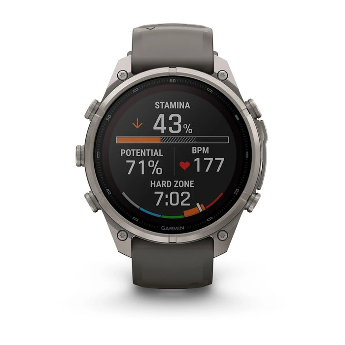 Garmin fēnix® 9 Pro Solar 51mm Unisex Pebble/Silver Titanium with Gray Silicone Band Solar Charged Display Premium Multisport GPS Smartwatch - 010-04339-05