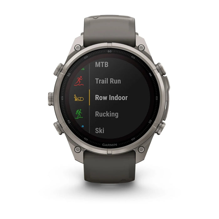 Garmin fēnix® 9 Pro Solar 47mm Unisex Pebble/Silver Titanium with Gray Silicone Band Solar Charged Display Premium Multisport GPS Smartwatch - 010-04338-05