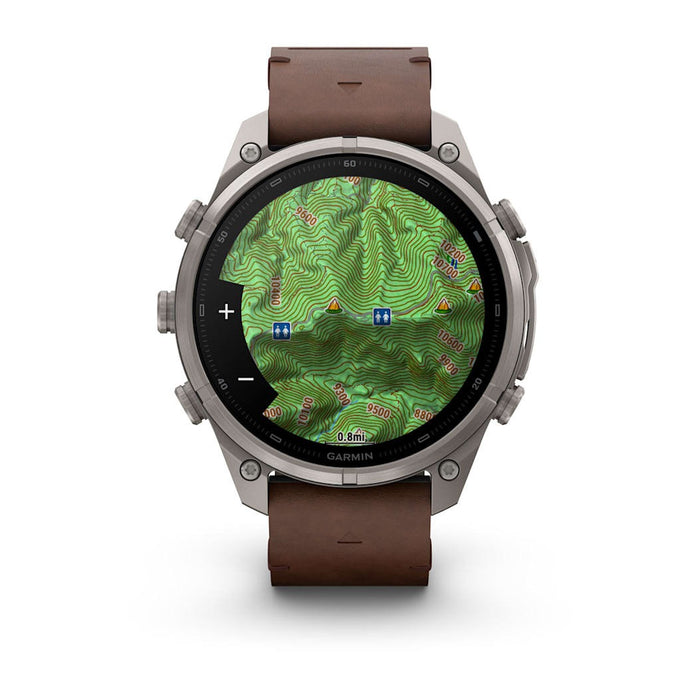 Garmin fēnix® 9 Pro 51mm Unisex Titanium with Walnut Leather Band AMOLED Display inReach® Technology Premium Connected Multisport GPS Smartwatch - 010-04337-40