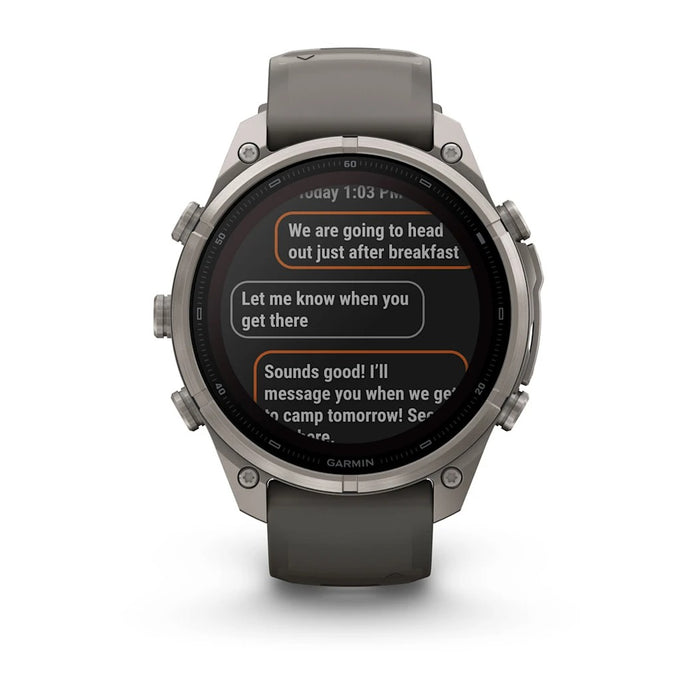 Garmin fēnix® 9 Pro Solar 47mm Unisex Pebble/Silver Titanium with Gray Silicone Band Solar Charged Display Premium Multisport GPS Smartwatch - 010-04338-05