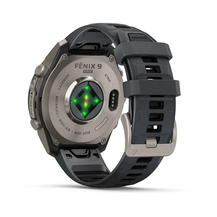 Garmin fēnix® 9 Pro 47mm Unisex Graphite Titanium With Black Silicone Band AMOLED Display inReach® Technology Premium Connected Multisport GPS Smartwatch - 010-04336-20