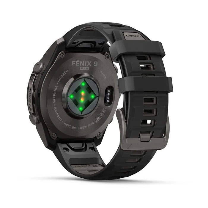 Garmin fēnix® 9 Pro 51mm Unisex Pebble Gray DLC Titanium With Black Silicone Band AMOLED Display Premium Connected Multisport GPS Smartwatch - 010-04337-15