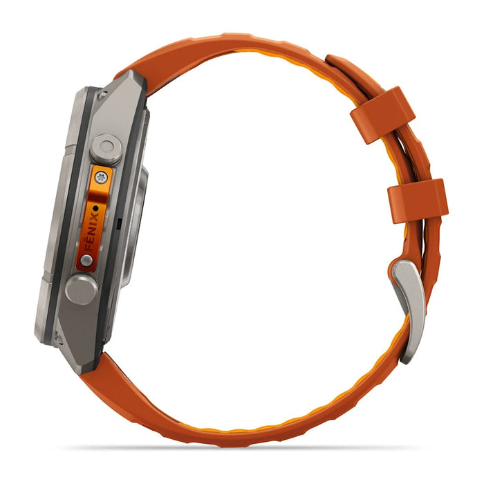 Garmin fēnix® 9 Pro 47mm Unisex Autumn Orange Titanium With Spark Orange Silicone Band AMOLED Display inReach® Technology Premium Connected Multisport GPS Smartwatch - 010-04336-00
