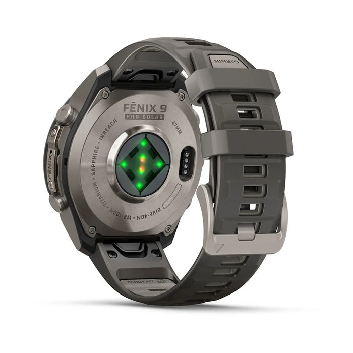 Garmin fēnix® 9 Pro Solar 51mm Unisex Pebble/Silver Titanium with Gray Silicone Band Solar Charged Display Premium Multisport GPS Smartwatch - 010-04339-05