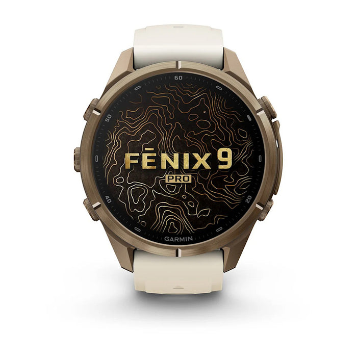 Garmin fēnix® 9 Pro 43mm Unisex Cream/Fog Gray Titanium With Gray Silicone Band AMOLED Display inReach® Technology Premium Connected Multisport GPS Smartwatch - 010-04335-20
