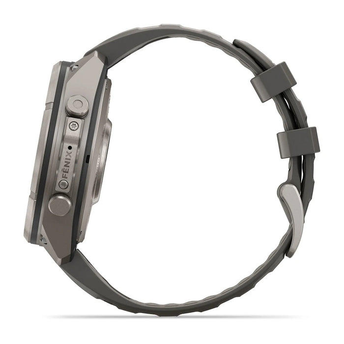 Garmin fēnix® 9 Pro Solar 51mm Unisex Pebble/Silver Titanium with Gray Silicone Band Solar Charged Display inReach® Technology Premium Multisport GPS Smartwatch - 010-04339-00