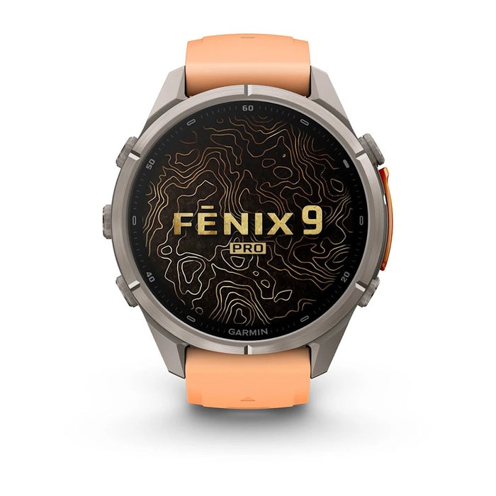 Garmin fēnix® 9 Pro 43mm Unisex Shell Pink/Autumn Orange Titanium With Orange Silicone Band AMOLED Display inReach® Technology Premium Connected Multisport GPS Smartwatch - 010-04335-00