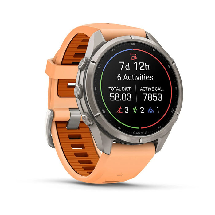Garmin fēnix® 9 Pro 43mm Unisex Shell Pink/Autumn Orange Titanium With Orange Silicone Band AMOLED Display inReach® Technology Premium Connected Multisport GPS Smartwatch - 010-04335-00