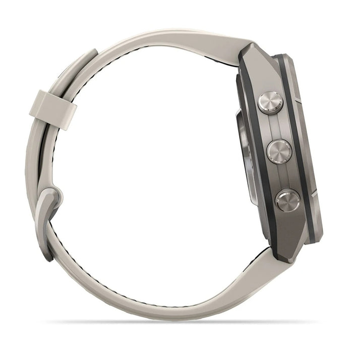Garmin fēnix® 9 Pro 43mm Unisex Fog Gray Titanium With Dark Sandstone Silicone Band AMOLED Display inReach® Technology Premium Connected Multisport GPS Smartwatch - 010-04335-80