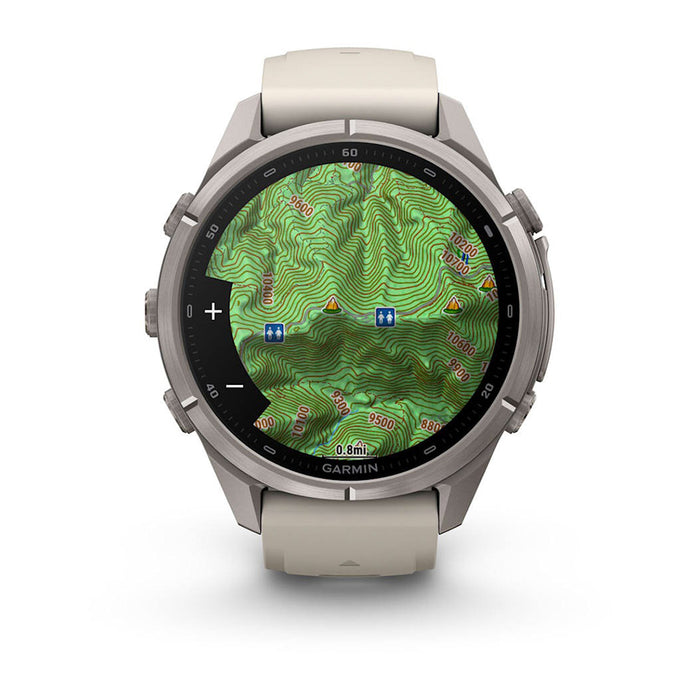 Garmin fēnix® 9 Pro 43mm Unisex Fog Gray Titanium With Dark Sandstone Silicone Band AMOLED Display inReach® Technology Premium Connected Multisport GPS Smartwatch - 010-04335-80