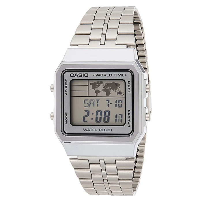 Casio Men's LCD Dial Gray Stainless Steel Band Digital Quartz Watch - A500WA-7DF