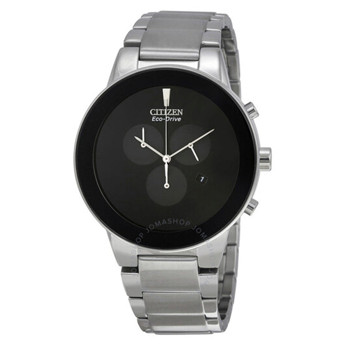 Citizen Men's Black Dial Silver Band Stainless Steel Quartz Watch - AT2240-51E
