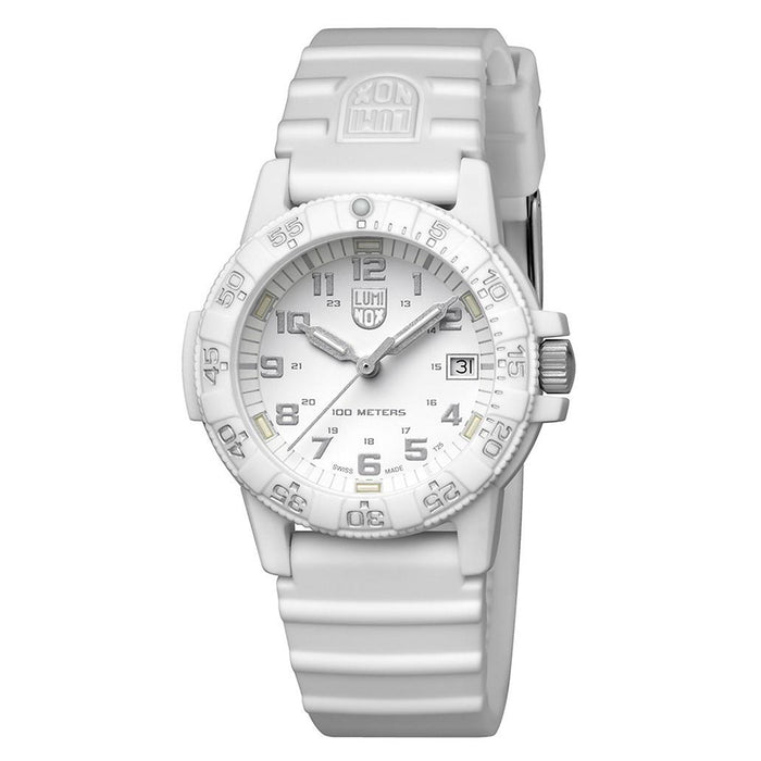 Luminox Men's Leatherback Sea Turtle 0300 Series White Silicone Strap White Analog Dial Quartz Watch - XS.0307.WO
