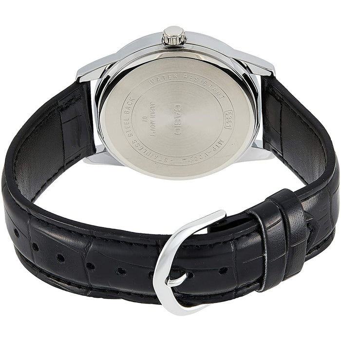 Casio Men's Black Leather Strap Easy Reader Black Dial Analog Quartz Watch - MTP-V001L-1BUDF