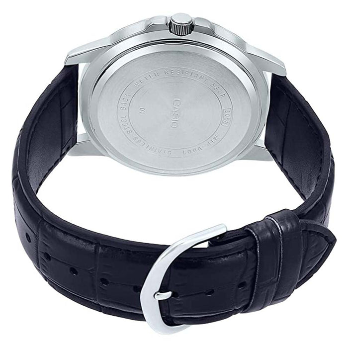 Casio Men's Black Dial Leather Band Japanese Quartz Watch - MTP-VD01L-1EVUDF