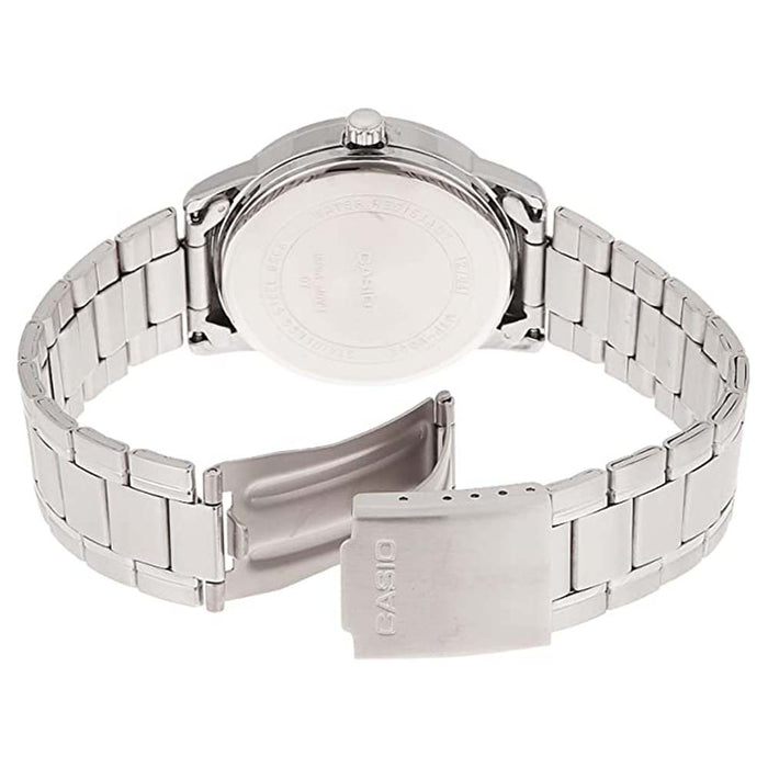 Casio Men's Black Dial Silver Stainless Steel Band Quartz Watch - MTP-V002D-1BUDF