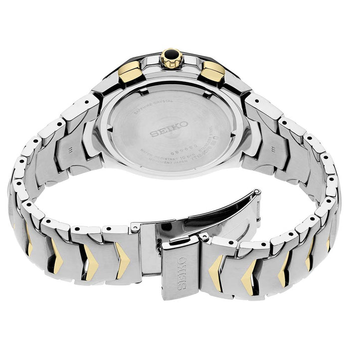 Seiko Men's Black Dial Two Tone Stainless Steel Band Quartz Watch - SRWZ26